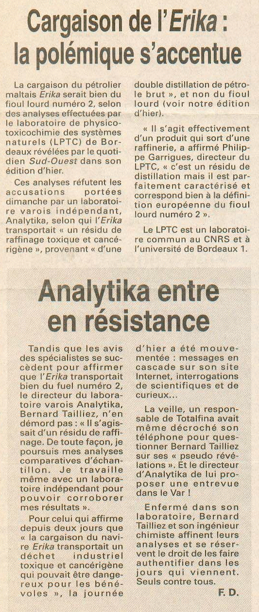 20.02.2000 > VAR MATIN : "Analytika entre en résistance"