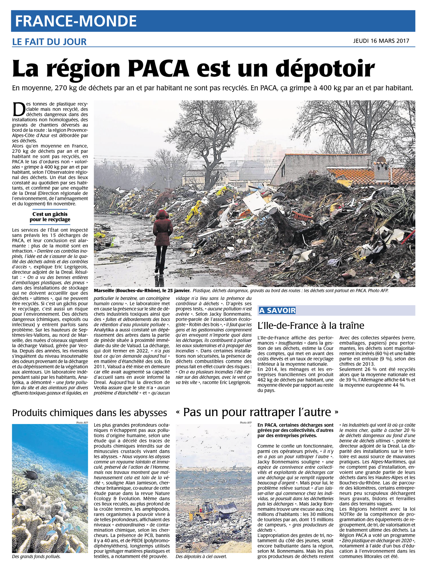 16.03.2017 > AFP (Marseille) : "La région PACA malade de ses déchets"