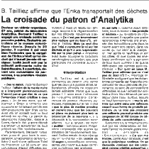La croisade du patron d'Analytika (Ouest-France 04-03-2000)