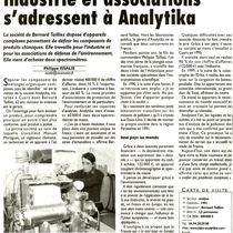Industries et associations s'adressent à Analytika (Var-Matin 21-03-2005)